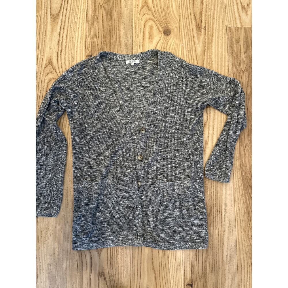 Madewell Alton Cardigan in Marled Stone Womens XSmall front pockets Cotton/Nylon - Picture 2 of 6
